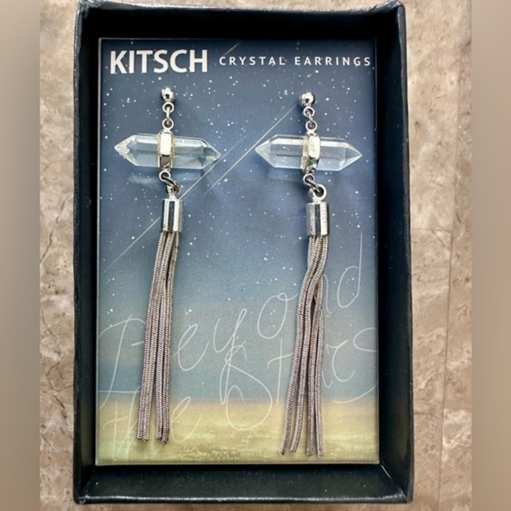 NIB Kitsch Hip & Humble Crystal Earrings - Silver Plated